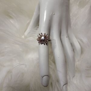 Rose Gold Crystal Flower Ring Size 7